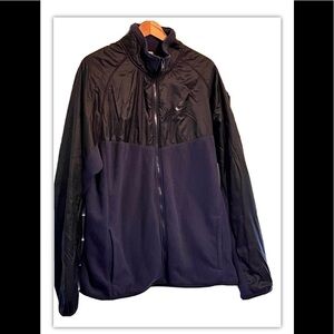 Nike Sportswear Men Sz XL Black Blue Zip Fleece  Nylon Activewear Running Jacket